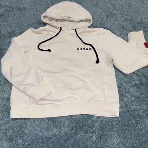 CHNGE “Power of Love” Hooded Sweatshirt In Ivory and Black Size XXS